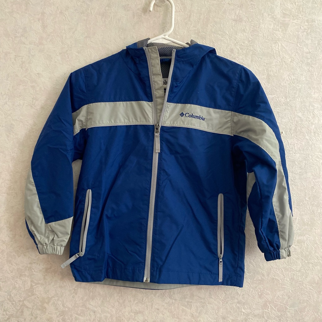 Columbia Boys Small 7-8 Blue / Gray Thin Windbreaker Jacket